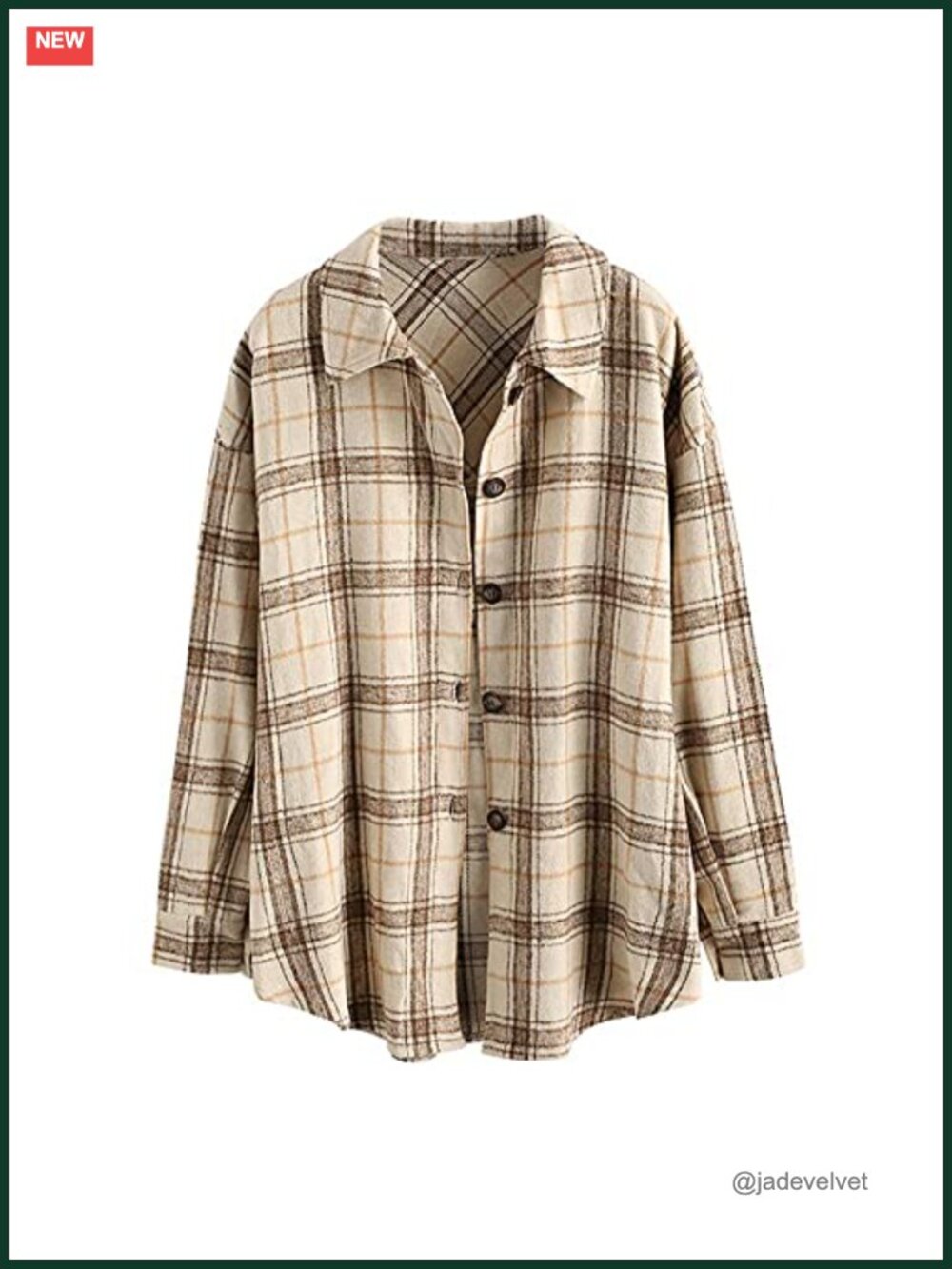 Cotton Polyester Wool Blend Plaid Button Down Shacket with Pocket